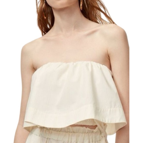 Wilfred Bonaventure Strapless Blouse from Aritzia | Cream & Pink Striped | Small - Picture 1 of 10